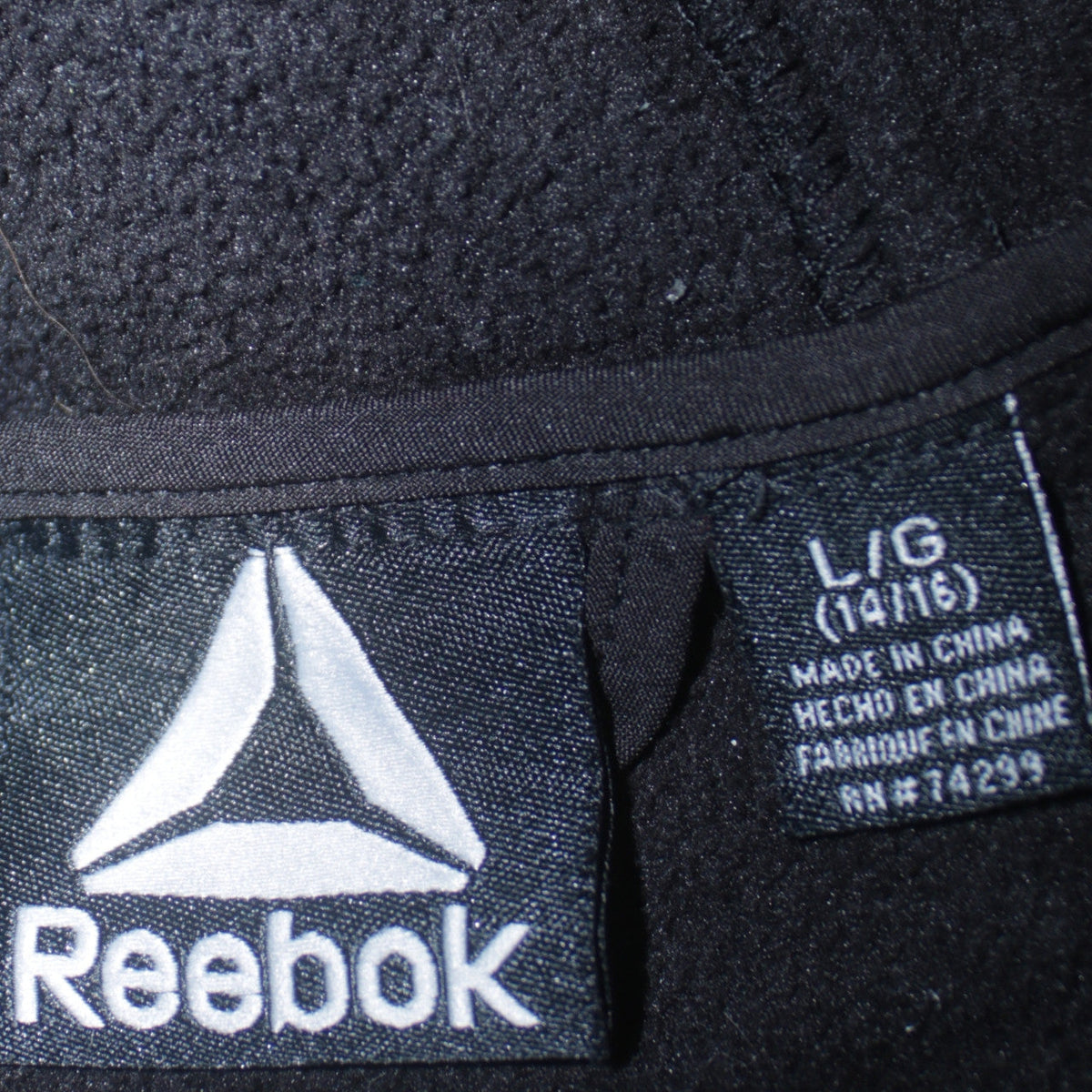 Reebok Boys Black Full Zip Hoodie 14-16 Years Sports Logo Hooded Top