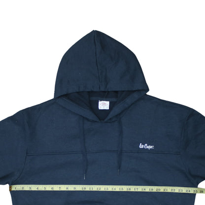 Close-up detail of Lee Cooper Men’s Blue Pullover Hoodie, size L, Regular Fit