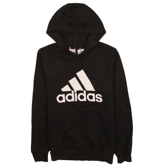 Adidas Boys Black Pullover Hoodie 13-14 Years Classic Logo Cotton Blend