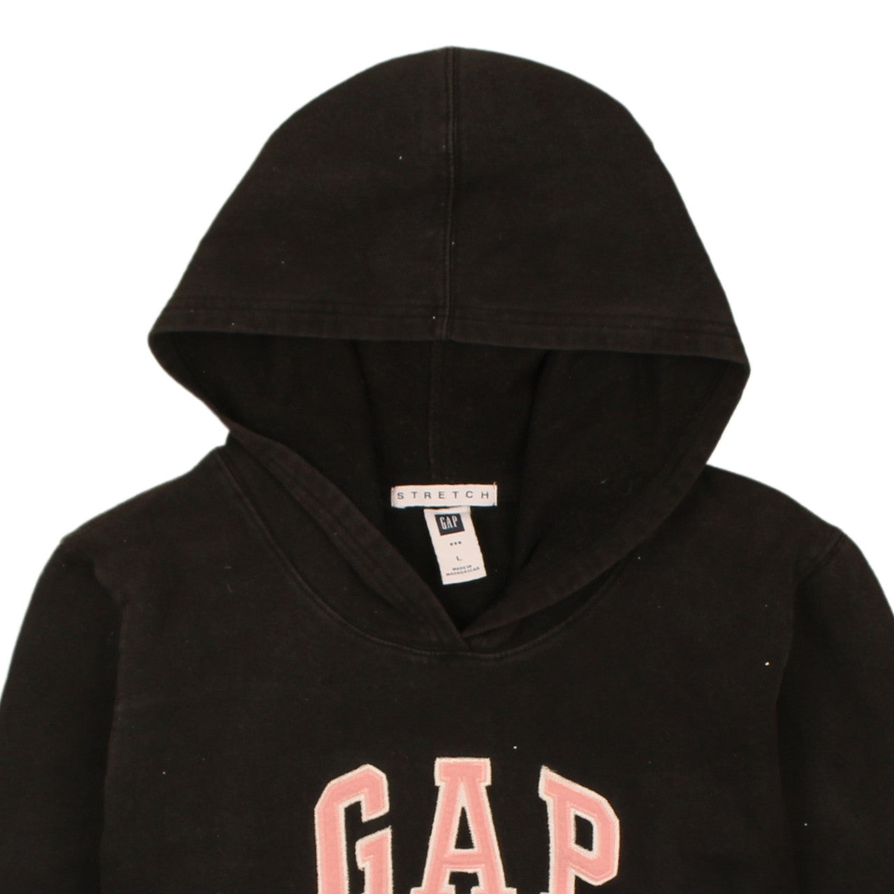 GAP Girls Black Pullover Hoodie Large Stretch Cotton Logo Sweatshirt