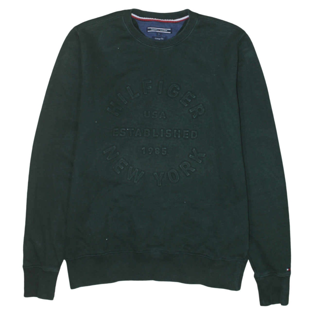 Tommy Hilfiger Men's Green Vintage Fit Embroidered Sweatshirt S