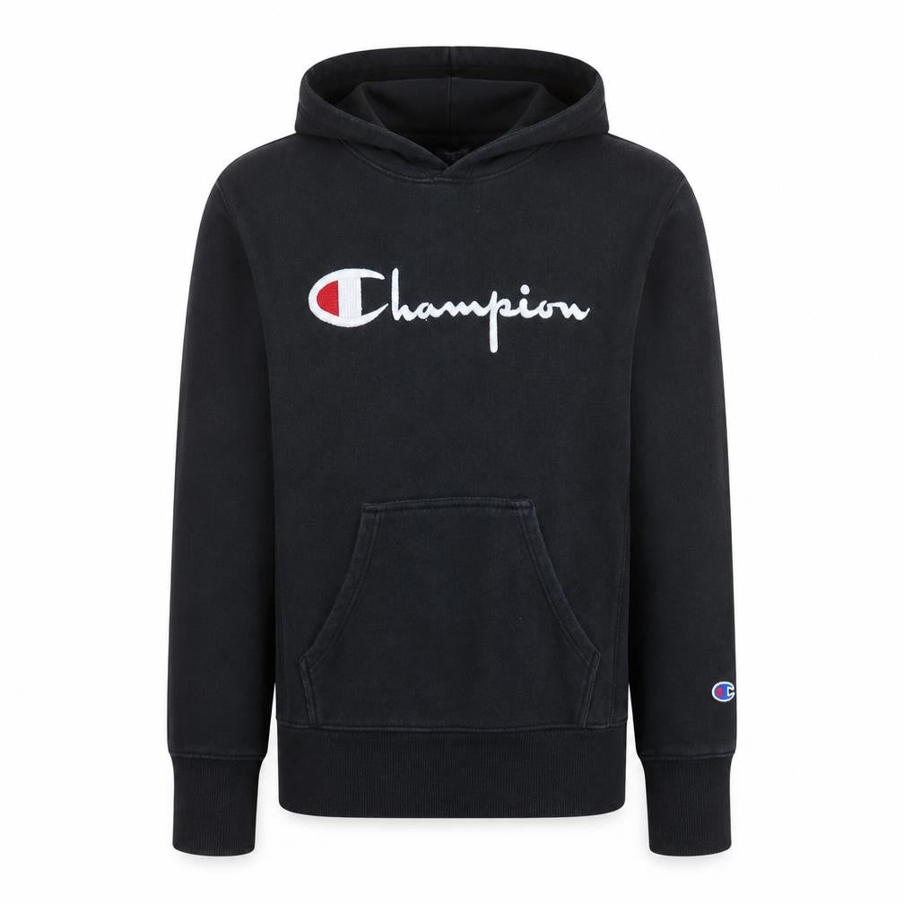 Champion Men’s Black Pullover Hoodie Small Embroidered Logo Fleece