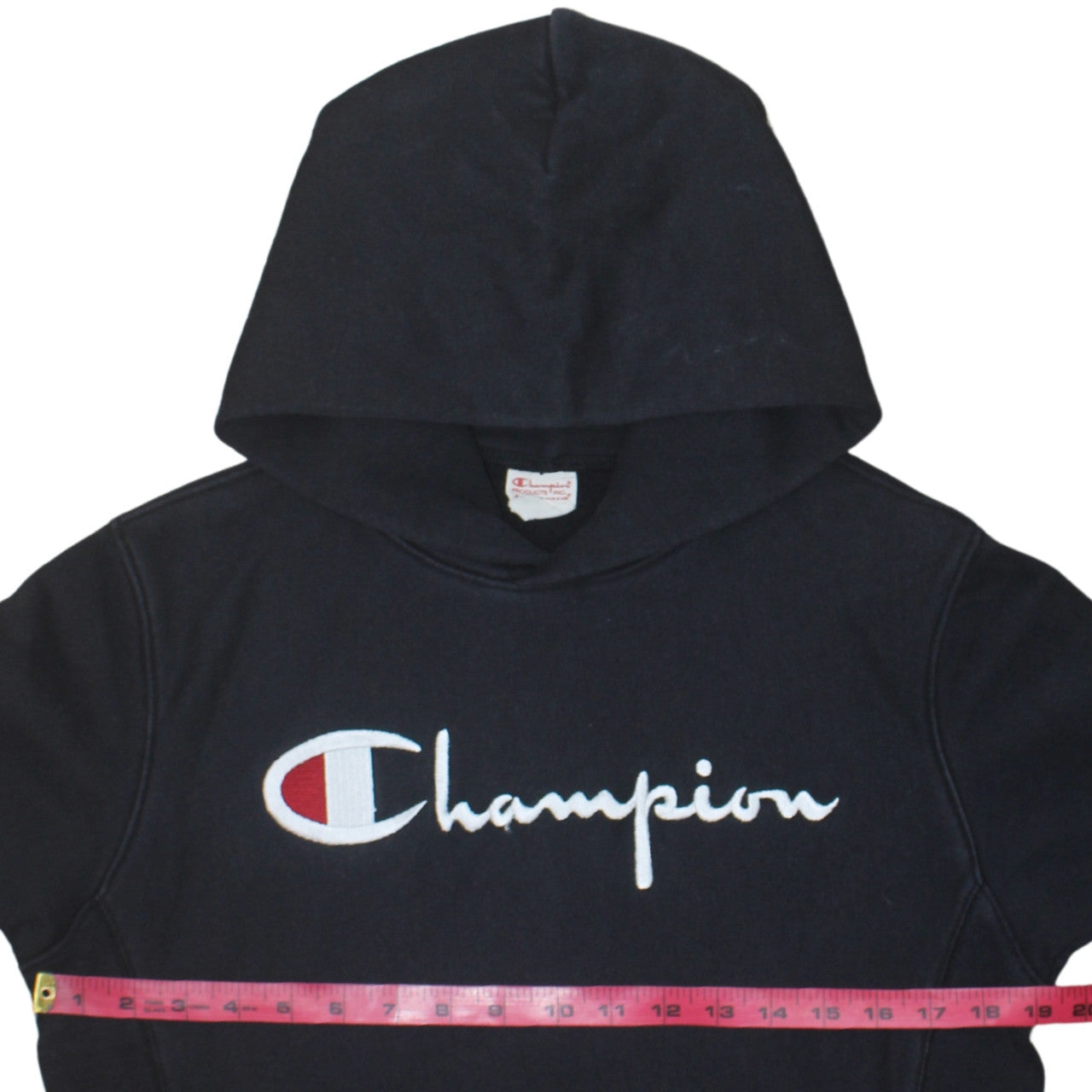 Champion Men’s Black Pullover Hoodie Small Embroidered Logo Fleece