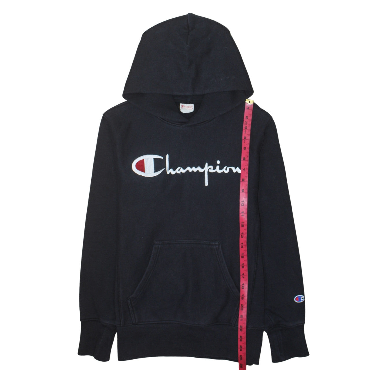 Champion Men’s Black Pullover Hoodie Small Embroidered Logo Fleece