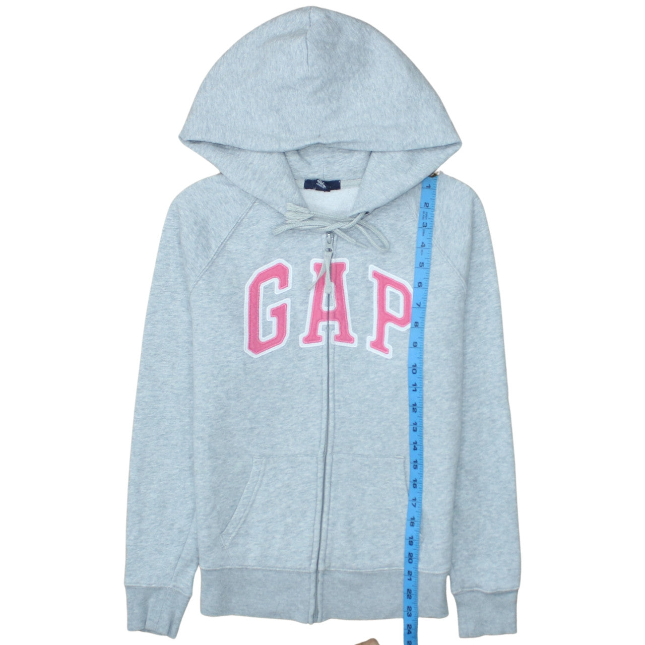 GAP Womens Grey Full Zip Hoodie Small Logo Print Casual Sweatshirt
