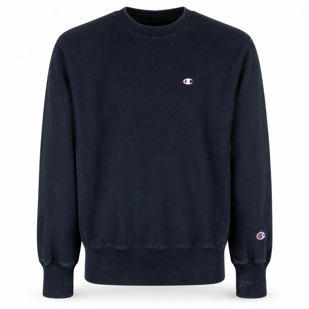 Champion Men's Blue Small Reverse Weave Crew Neck Sweatshirt