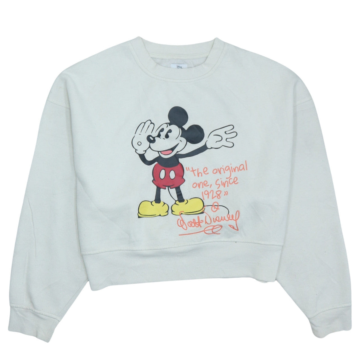 Preloved Primark Disney Women Ivory Cropped Fleece Sweatshirt S - Front