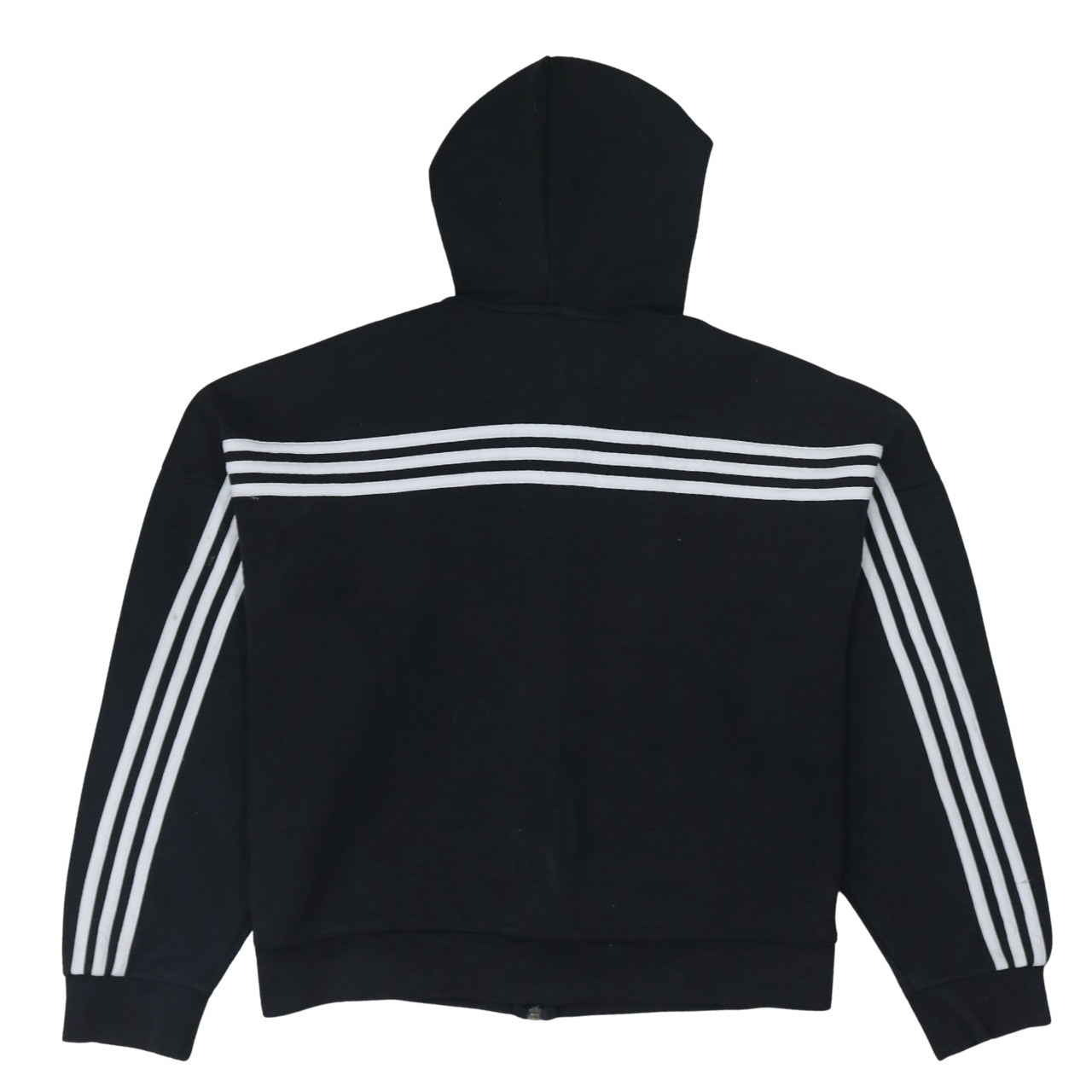 Adidas Womens Black Full Zip Hoodie Size L 16-18 Hooded Sweatshirt
