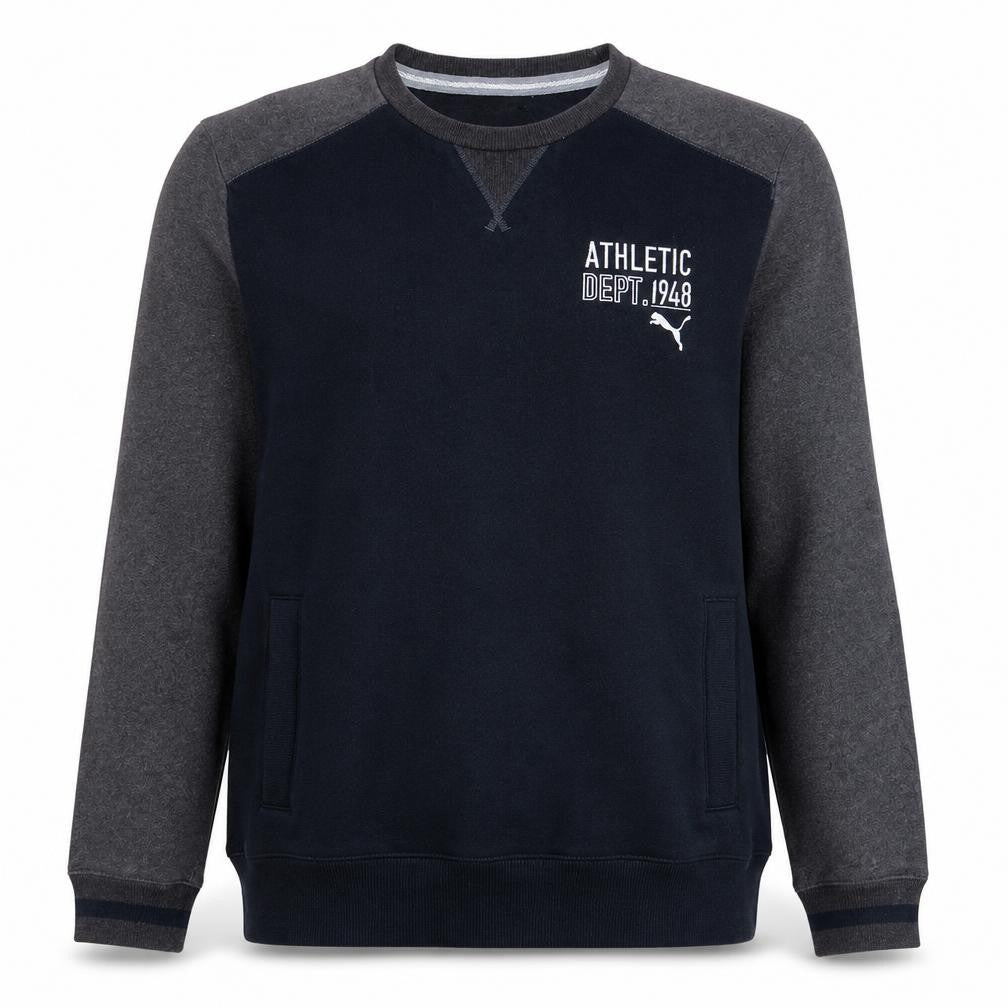 Puma Men's Black Grey Crew Neck Athletic Sweatshirt Size L
