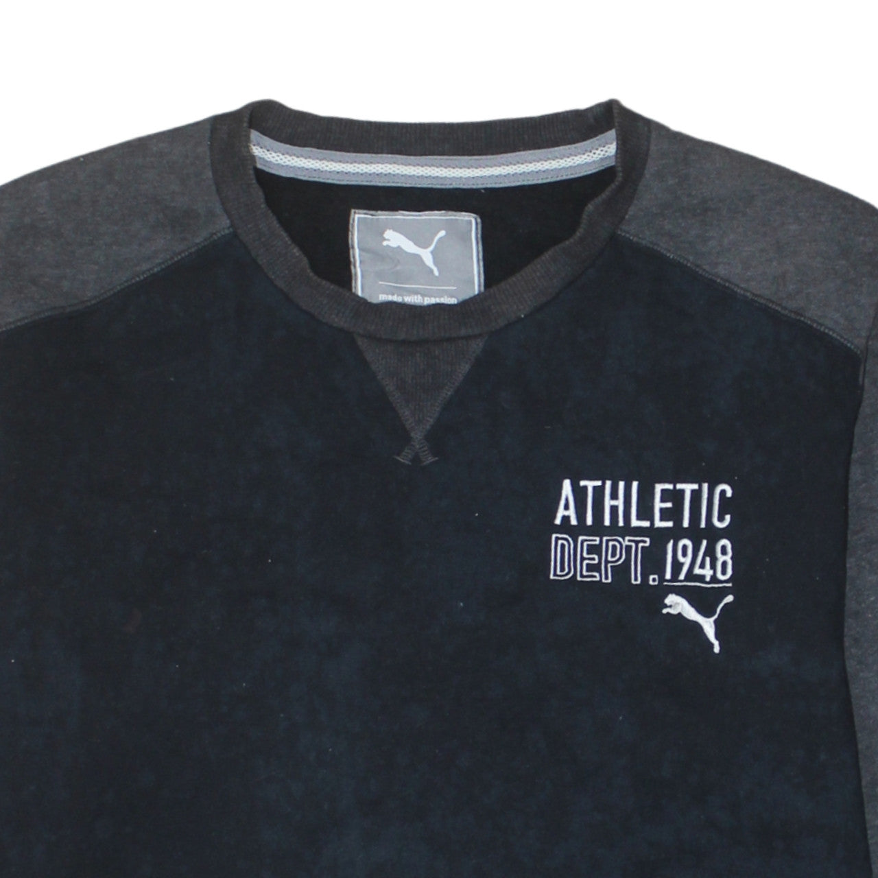 Puma Men's Black Grey Crew Neck Athletic Sweatshirt Size L