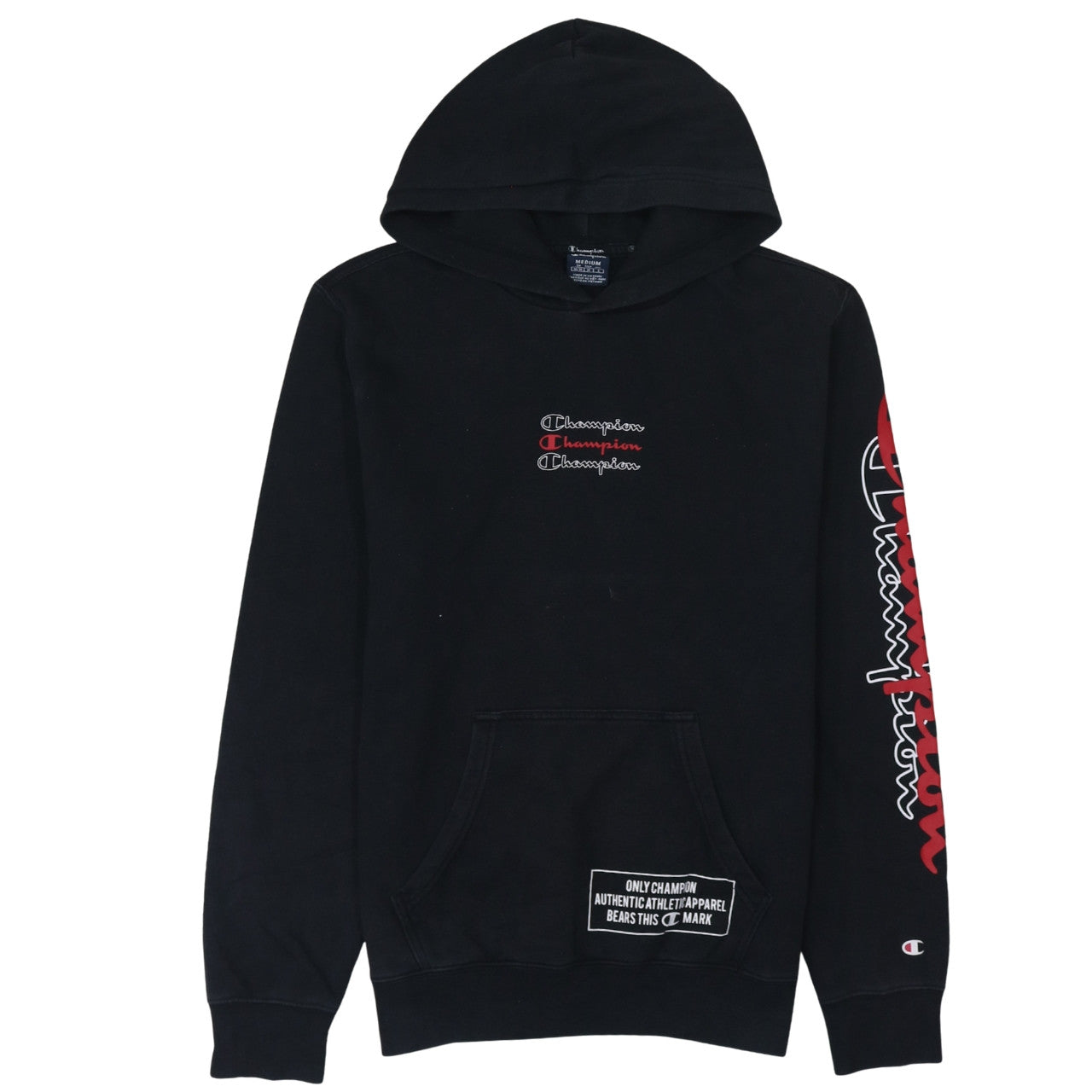 Champion Men's Black Logo Pullover Hoodie Size M