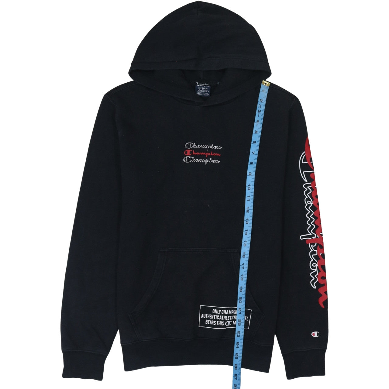 Champion Men's Black Logo Pullover Hoodie Size M