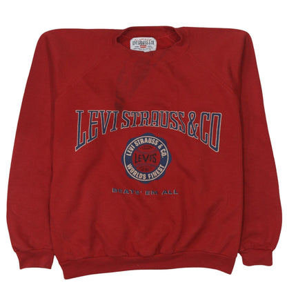 Levi's Women's Red Crew Neck Pullover Sweatshirt Size L Cotton Blend