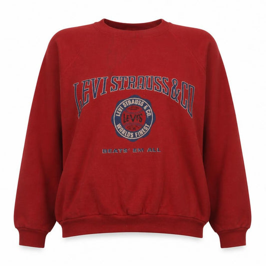 Levi's Women's Red Crew Neck Pullover Sweatshirt Size L Cotton Blend