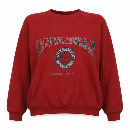 Levi's Women's Red Crew Neck Pullover Sweatshirt Size L Cotton Blend