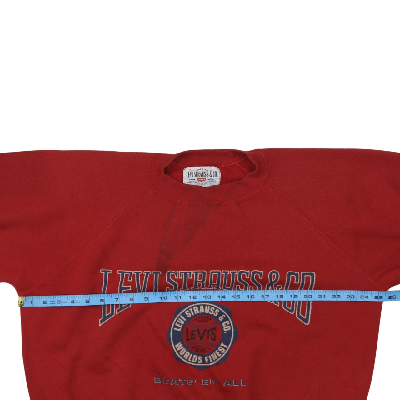 Levi's Women's Red Crew Neck Pullover Sweatshirt Size L Cotton Blend