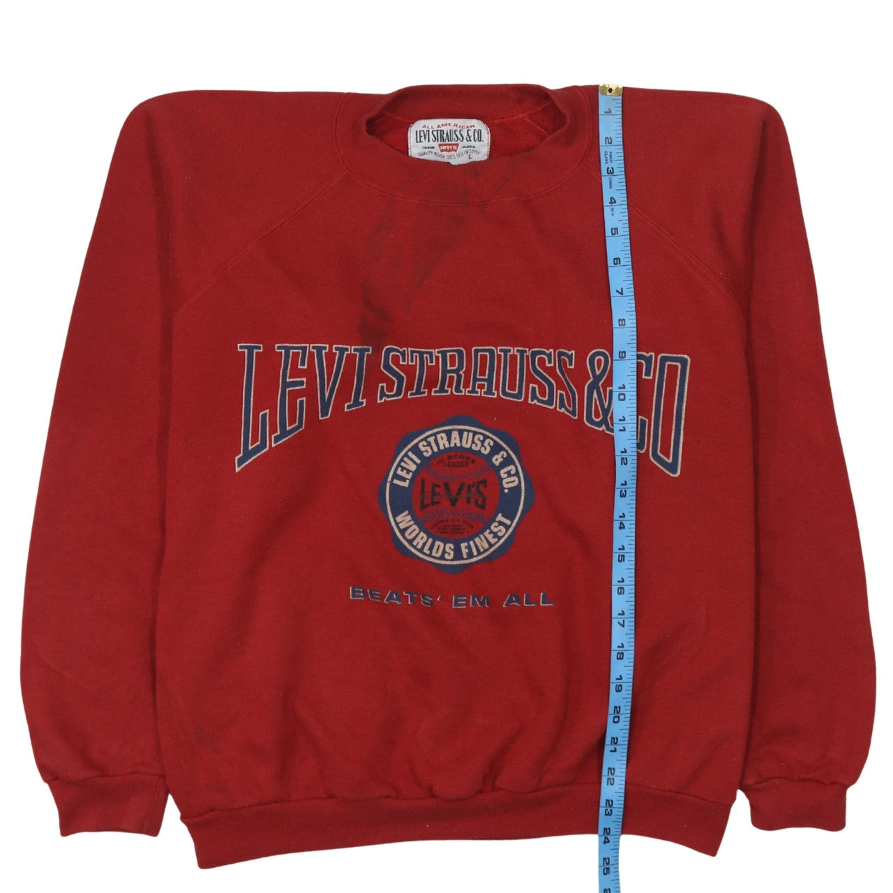 Levi's Women's Red Crew Neck Pullover Sweatshirt Size L Cotton Blend