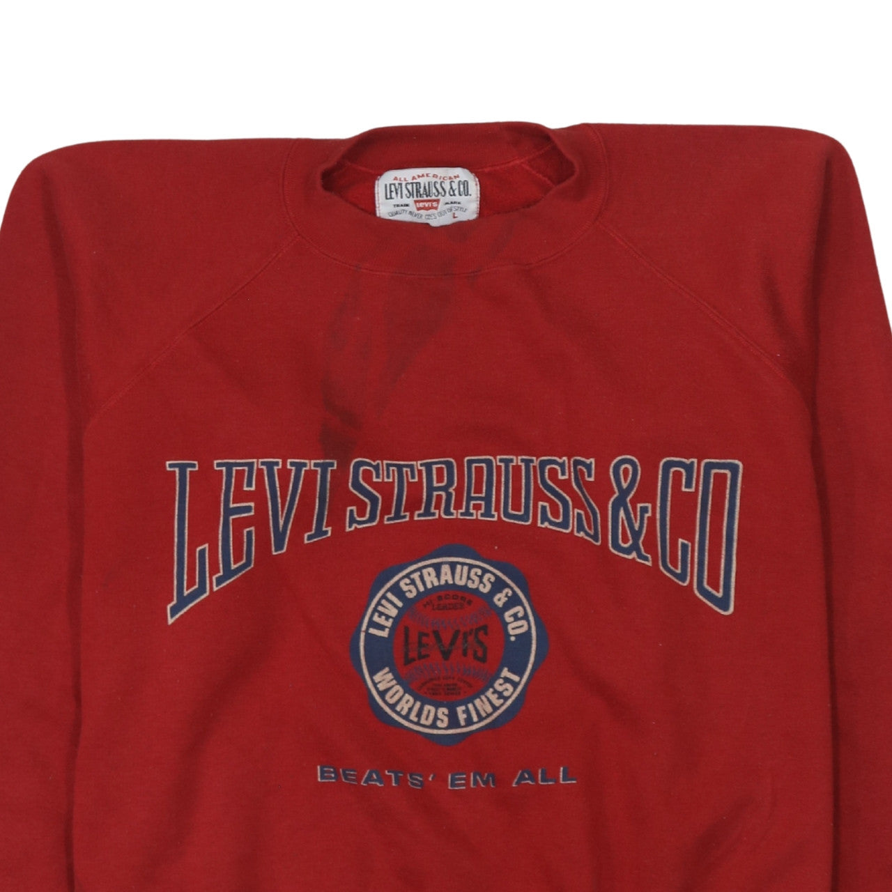 Levi's Women's Red Crew Neck Pullover Sweatshirt Size L Cotton Blend