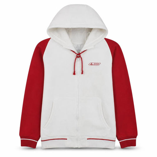 Adidas Men's White Red Full Zip Hoodie M Fleece Sweatshirt