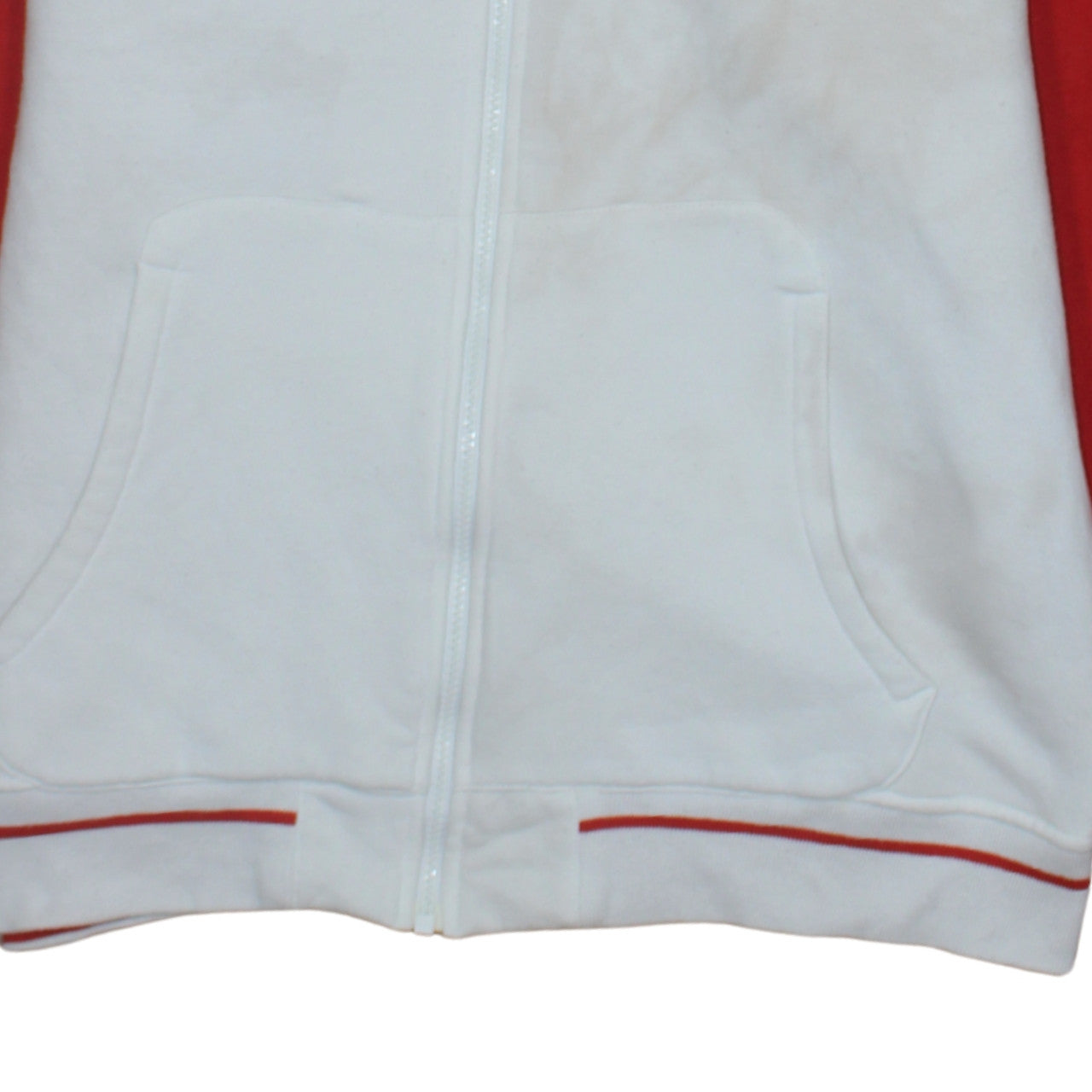 Adidas Men's White Red Full Zip Hoodie M Fleece Sweatshirt