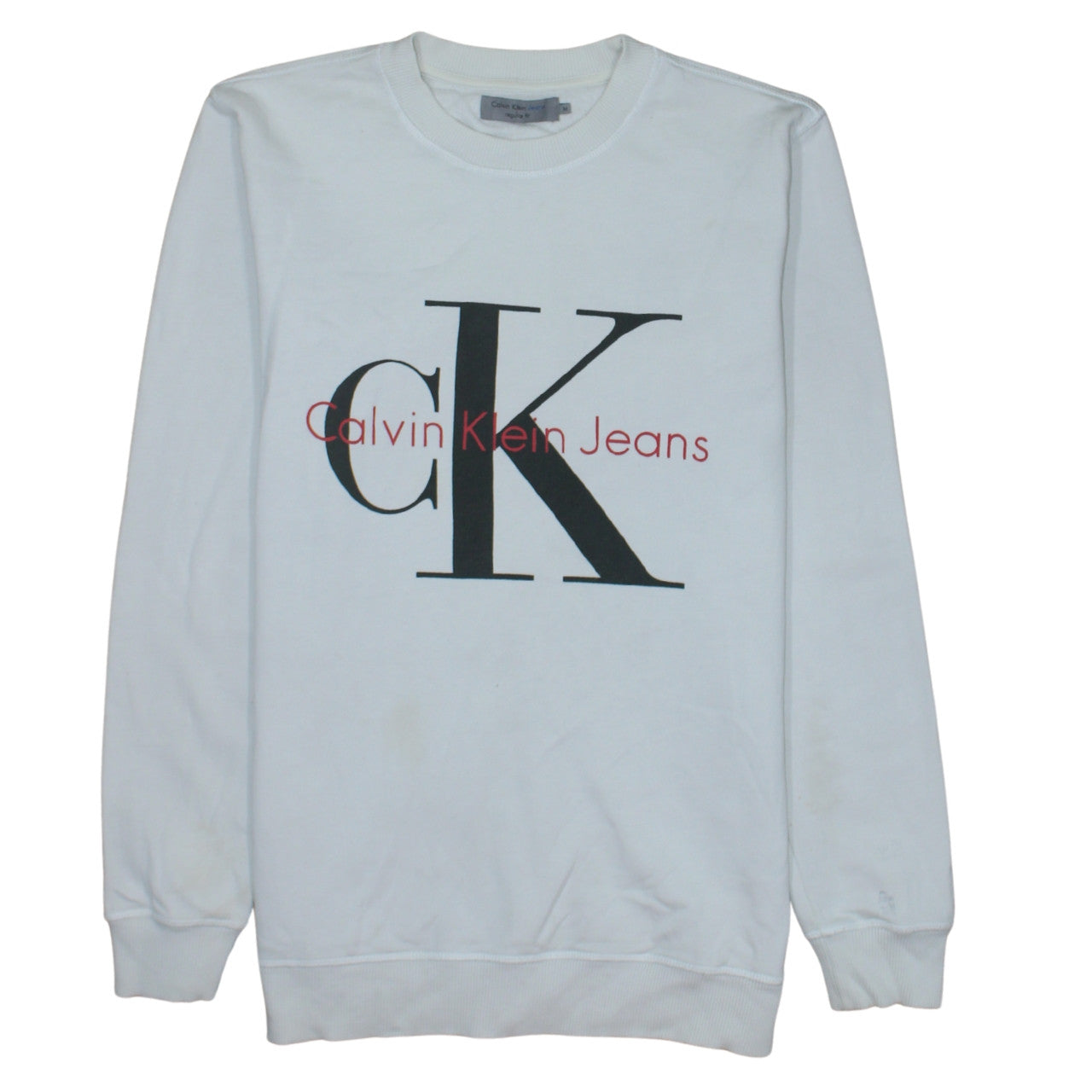 Calvin Klein Jeans Men's White Regular Fit Logo Sweatshirt M