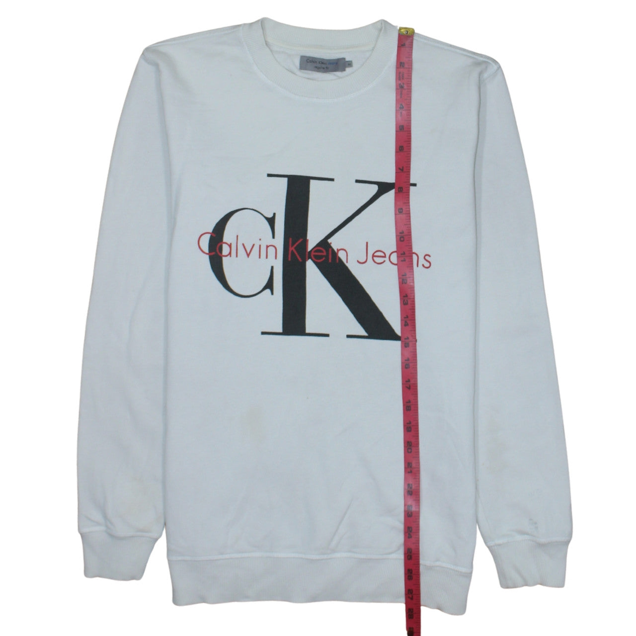 Calvin Klein Jeans Men's White Regular Fit Logo Sweatshirt M