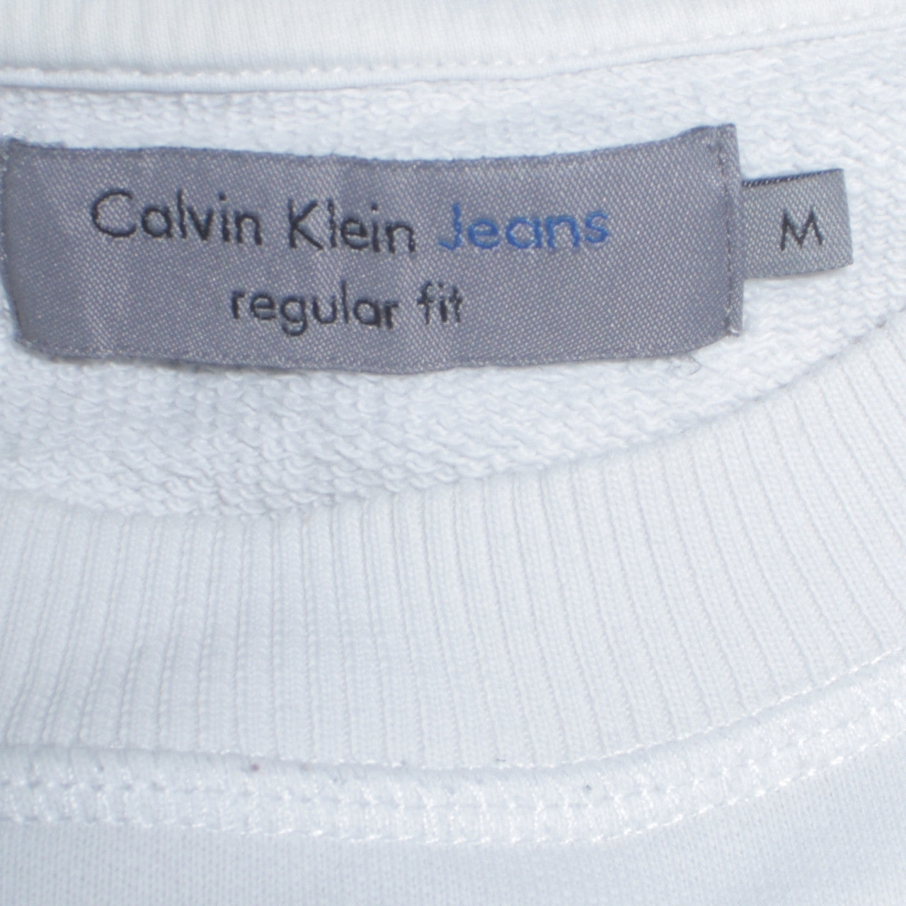 Calvin Klein Jeans Men's White Regular Fit Logo Sweatshirt M