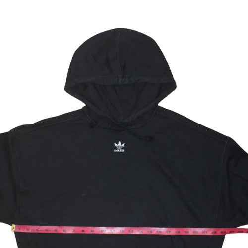 Adidas Womens Black UK 12 Cropped Pullover Hoodie Sweatshirt