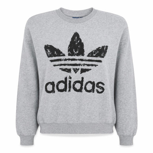 Adidas Womens Grey Logo Crew Neck Pullover Sweatshirt Size 8