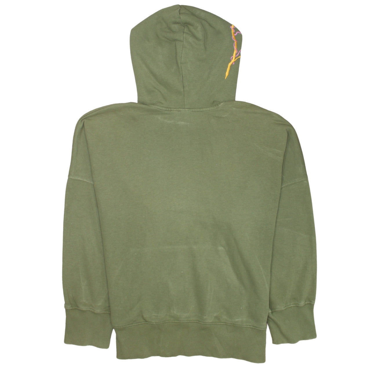 Adidas Womens Green Embroidered Pullover Hoodie Size 10 Relaxed Fit