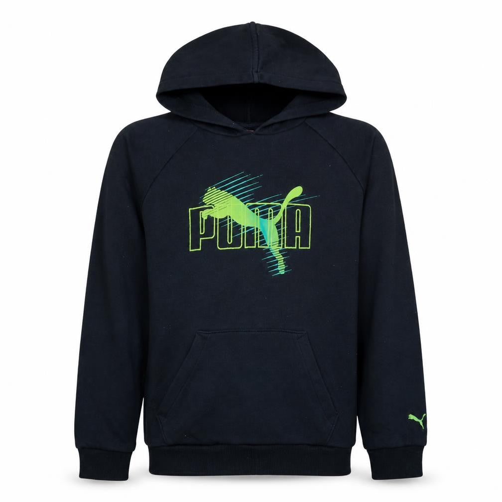 Puma Boys Black Pullover Hoodie 14 Years Graphic Logo Fleece Sweatshirt