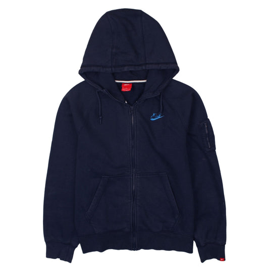 Nike Women's Navy Blue Full Zip Hoodie Medium Cotton Blend