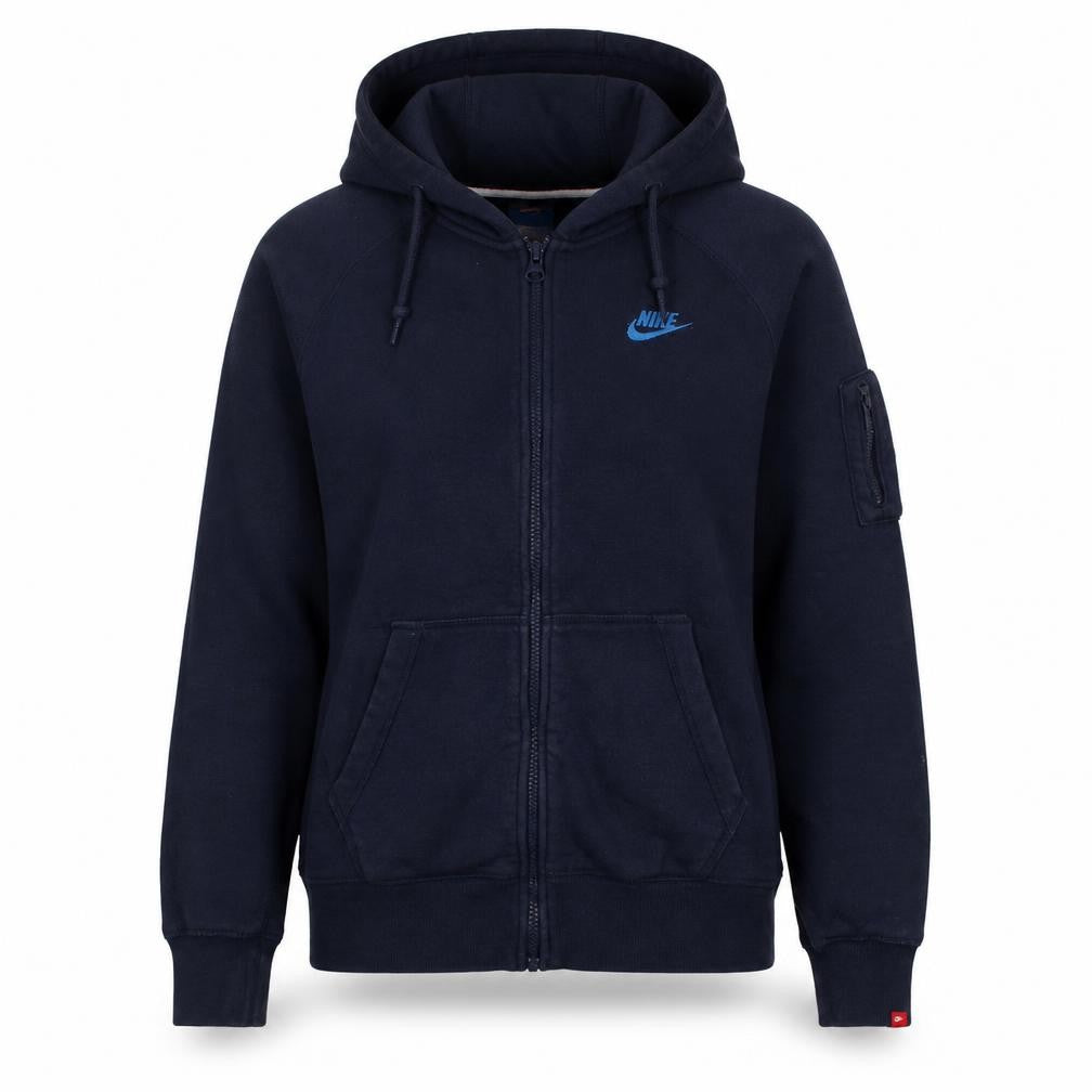 Nike Women's Navy Blue Full Zip Hoodie Medium Cotton Blend