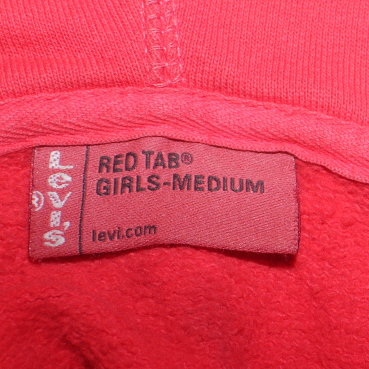 Levi’s Girls Red Zip Hoodie Medium Full Zip 100% Cotton Casual Sweatshirt