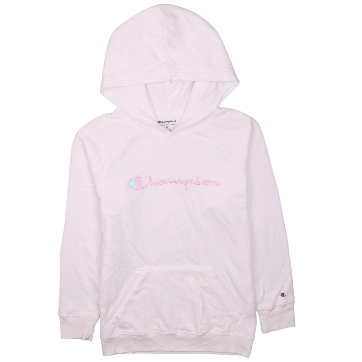Champion Girls White XL Pullover Hoodie with Embroidered Logo