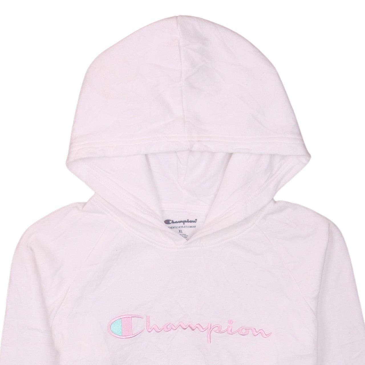 Champion Girls White XL Pullover Hoodie with Embroidered Logo