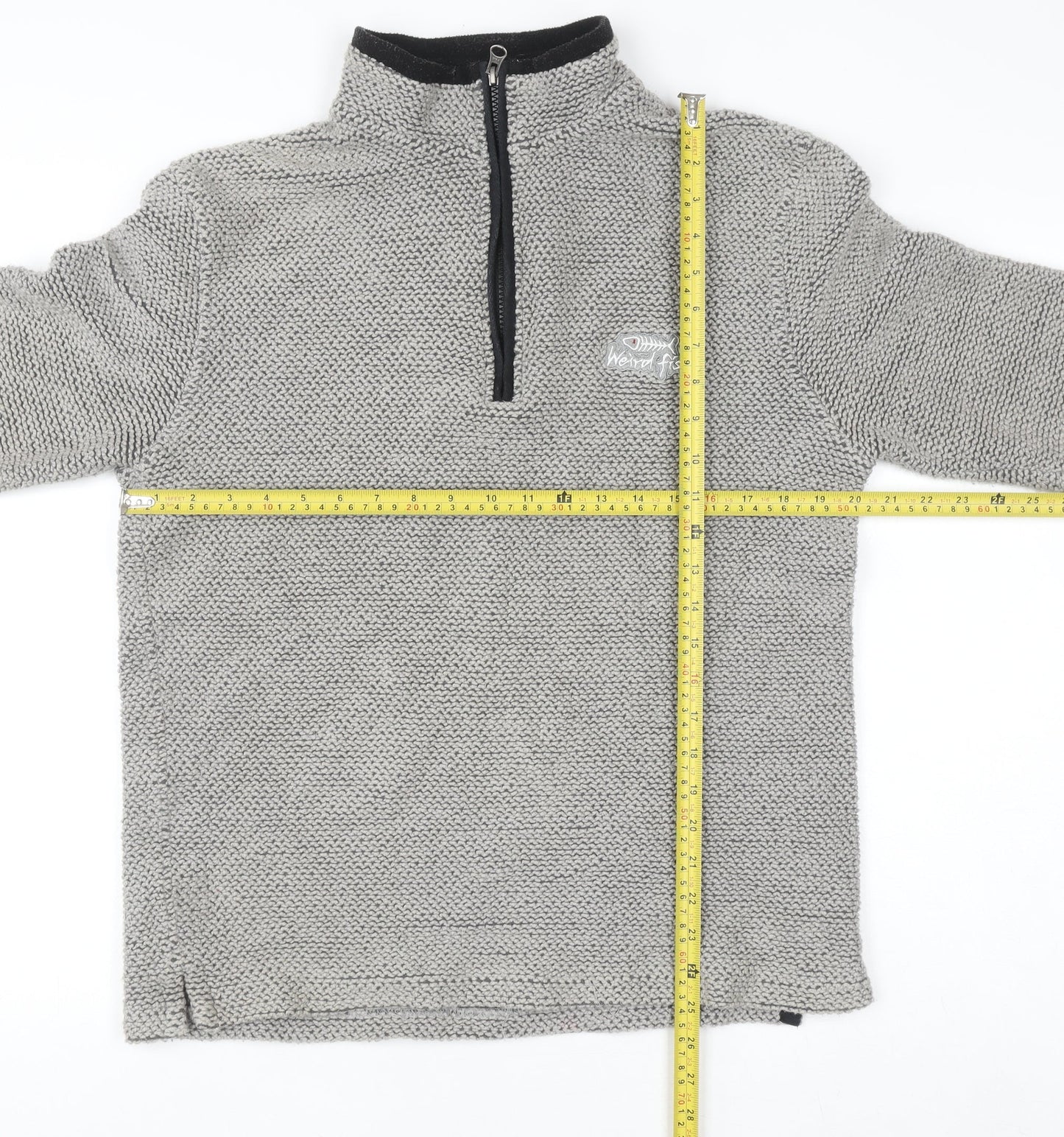 Weird Fish Men's Grey 1/2 Zip Knit Sweatshirt Size S
