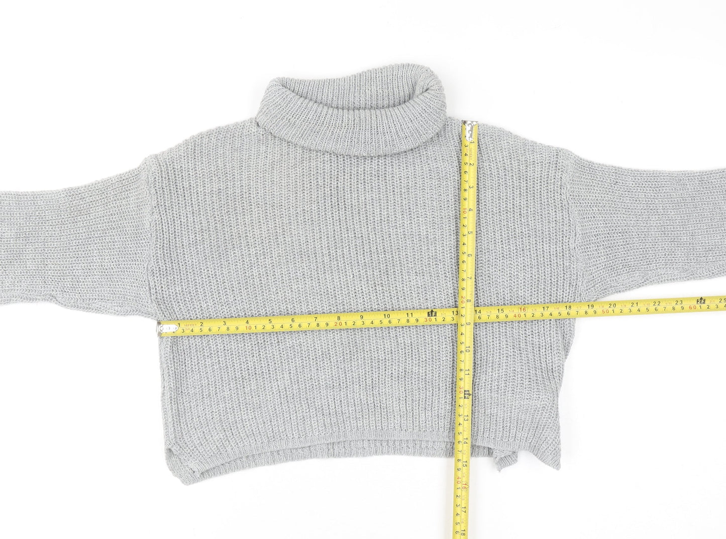 Missguided Women’s Grey Roll Neck Chunky Knit Jumper Size S
