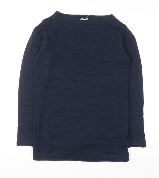 Crew Clothing Women’s Blue Cotton Blend Long Sleeve Jumper Size 6