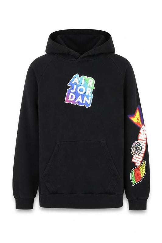 Front view of Jordan Men's Black M Pullover Hoodie with Logos & Graphic Print