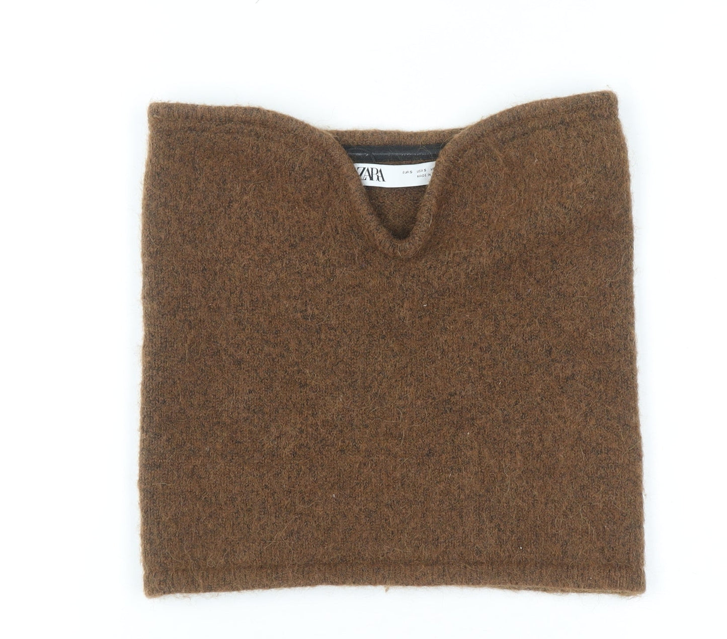 Zara Women Brown Knit Alpaca Blend Sleeveless V-Neck Camisole Top S
