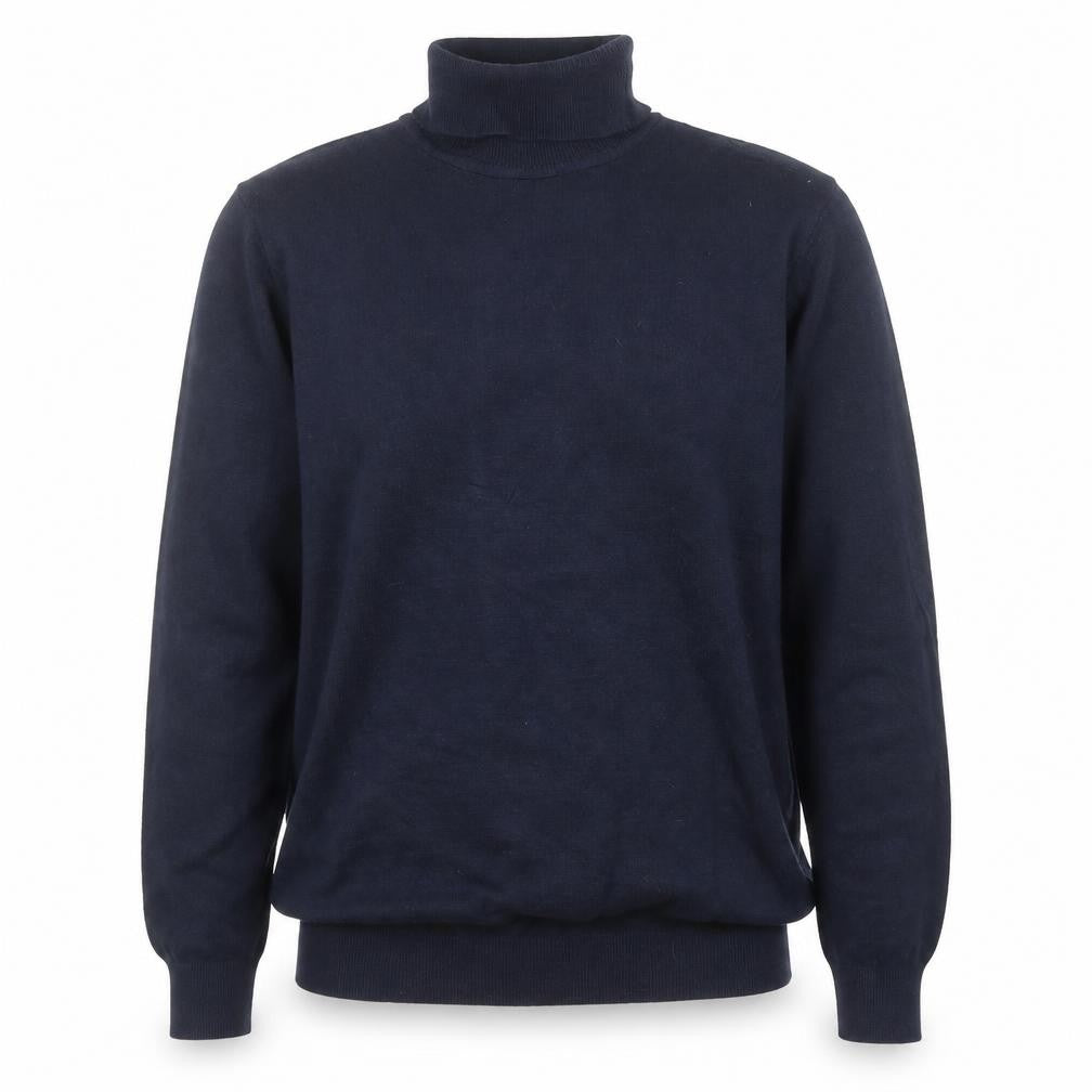 Pull & Bear Men's Blue Roll Neck Knit Jumper Size L