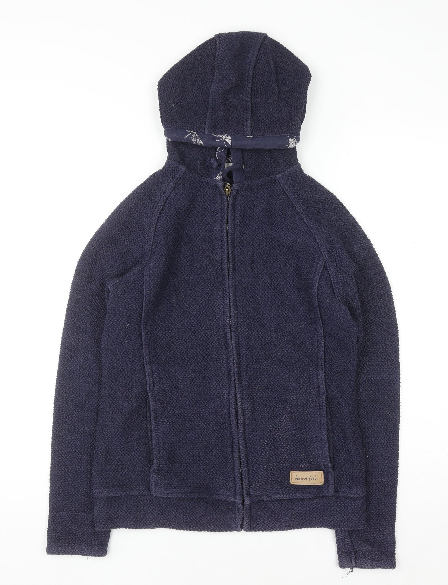 Weird Fish Women's Navy Blue Full Zip Hoodie Size 8 Cotton Blend