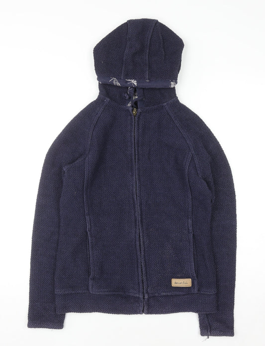 Weird Fish Women's Navy Blue Full Zip Hoodie Size 8 Cotton Blend