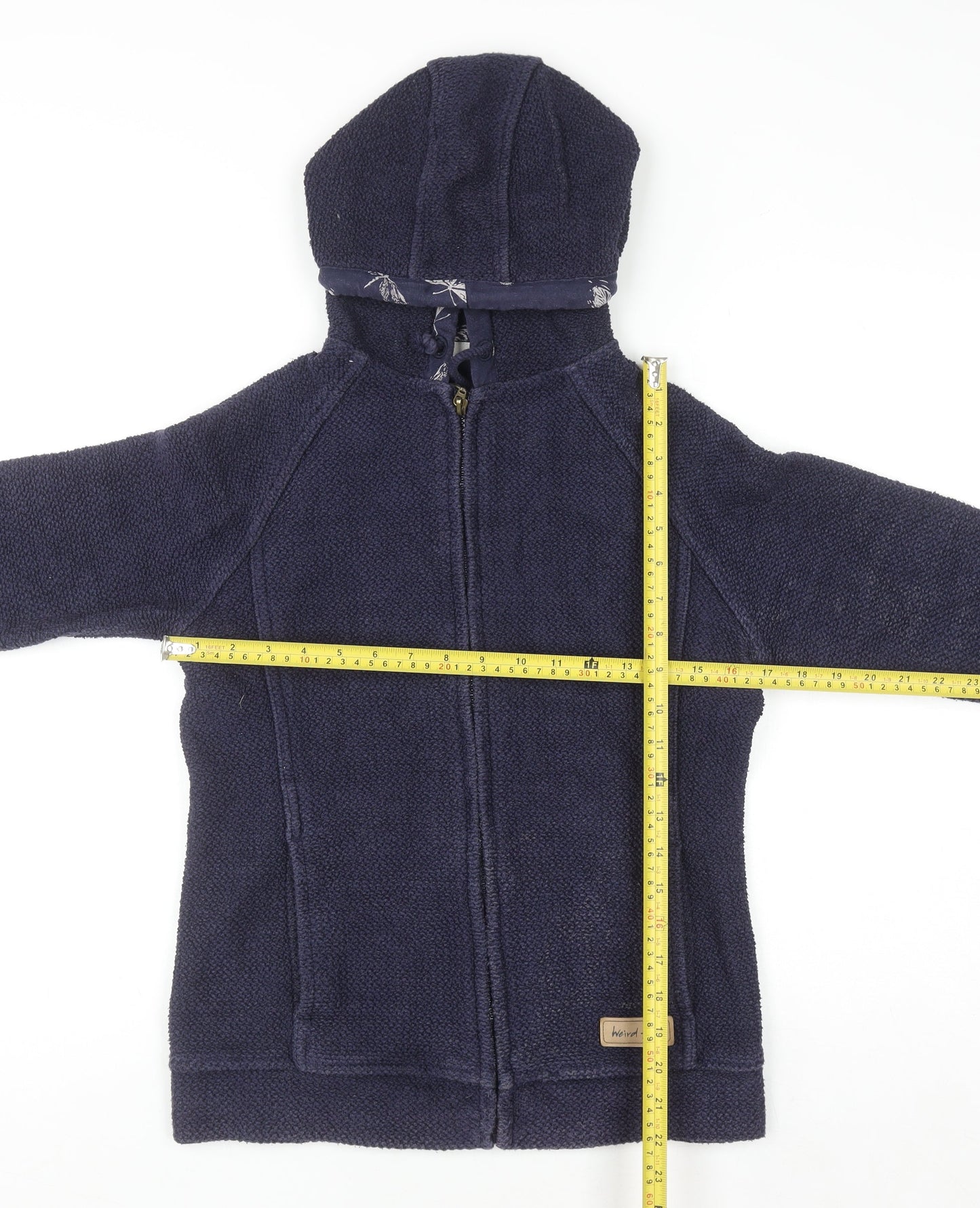 Weird Fish Women's Navy Blue Full Zip Hoodie Size 8 Cotton Blend