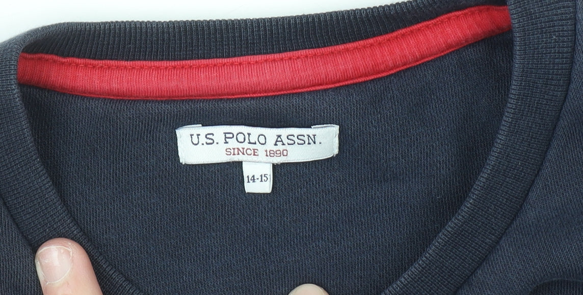 U.S. Polo Assn. Boys Blue 14-15 Years Pullover Sweatshirt Crew Neck