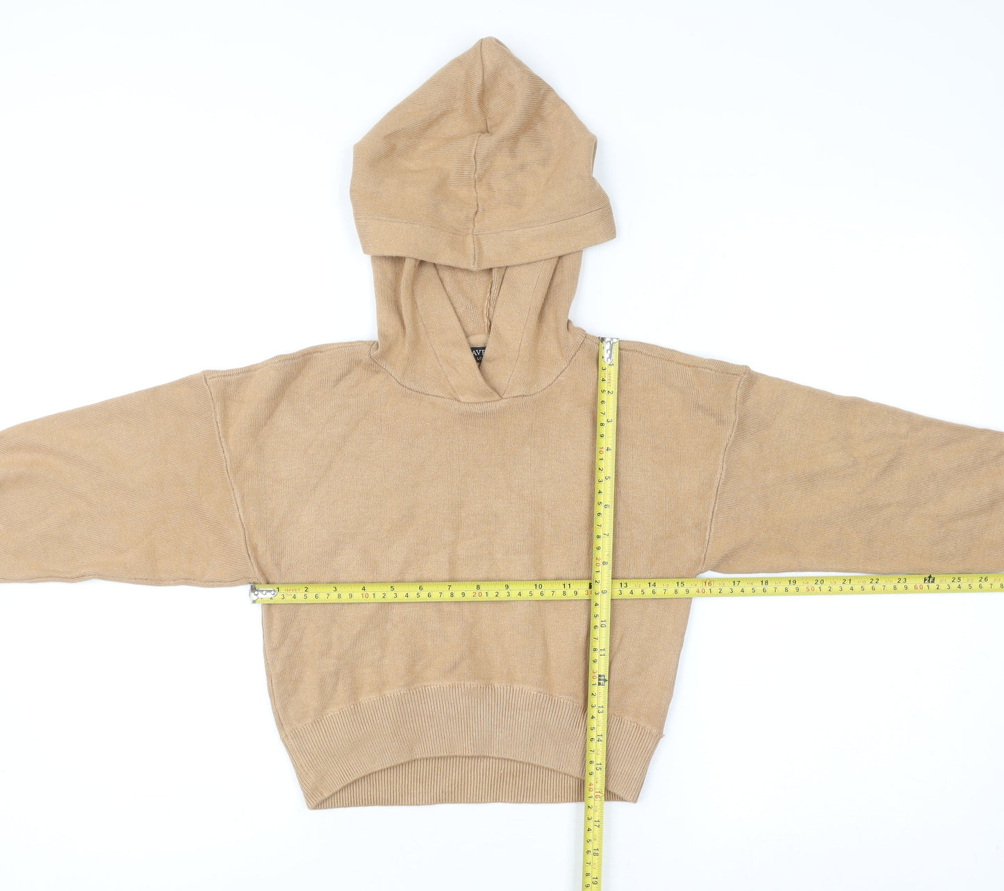 Brave Soul Women's Beige Hooded Pullover Knit Hoodie XS