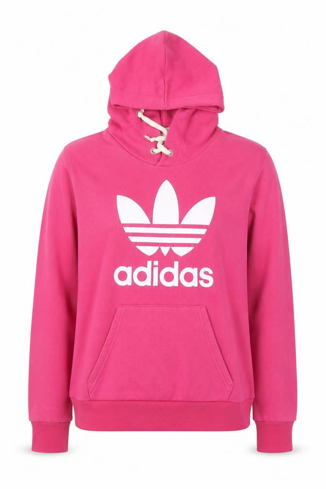 Adidas Womens Pink Hooded Pullover Hoodie Medium Logo Graphic