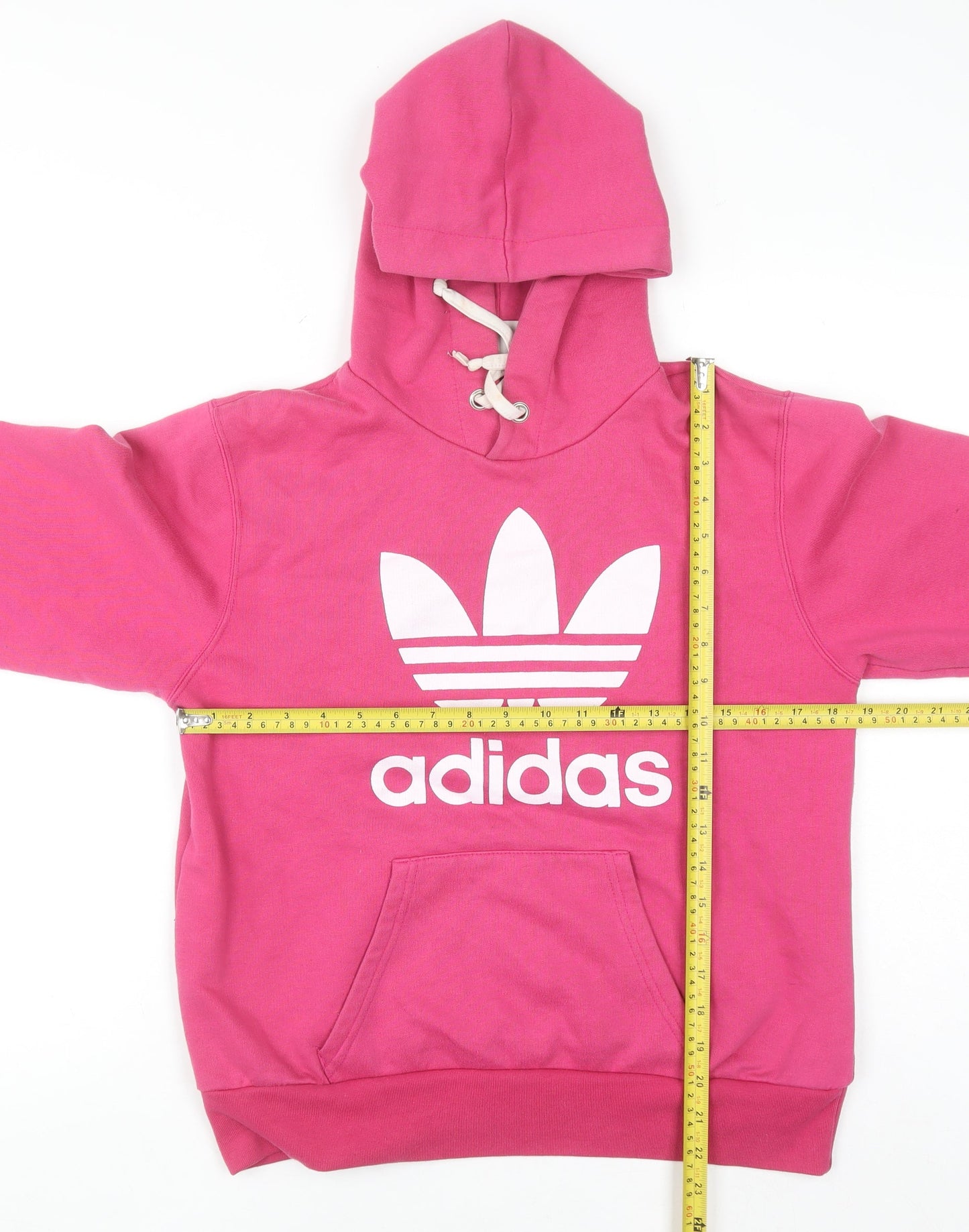 Adidas Womens Pink Hooded Pullover Hoodie Medium Logo Graphic