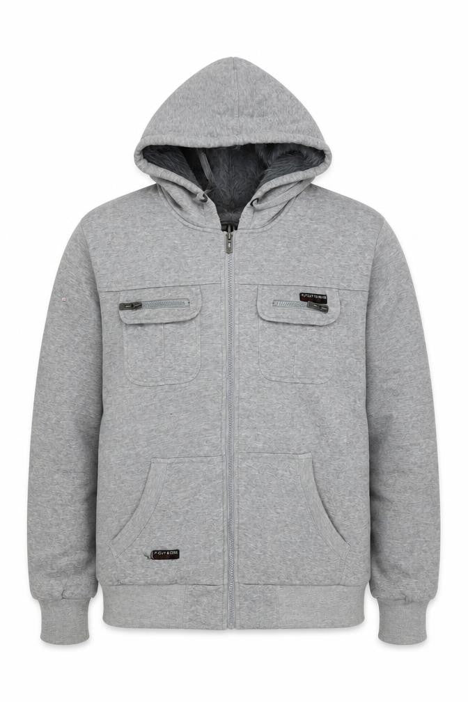 Fly Guy Men's Grey L Full Zip Hooded Windbreaker Jacket